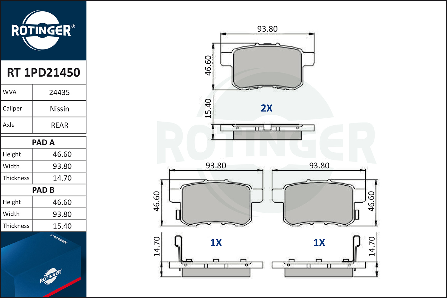 ROTINGER Fékbetét, mind RT1PD21450_ROT